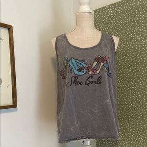 Disney Heather Gray Ariel Cinderella Belle Snow White Shoe Goals Tank Size L